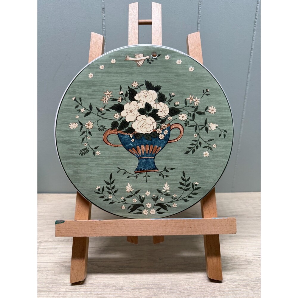 Vintage Warren Kimble "Brandon Rose" Round Trivet